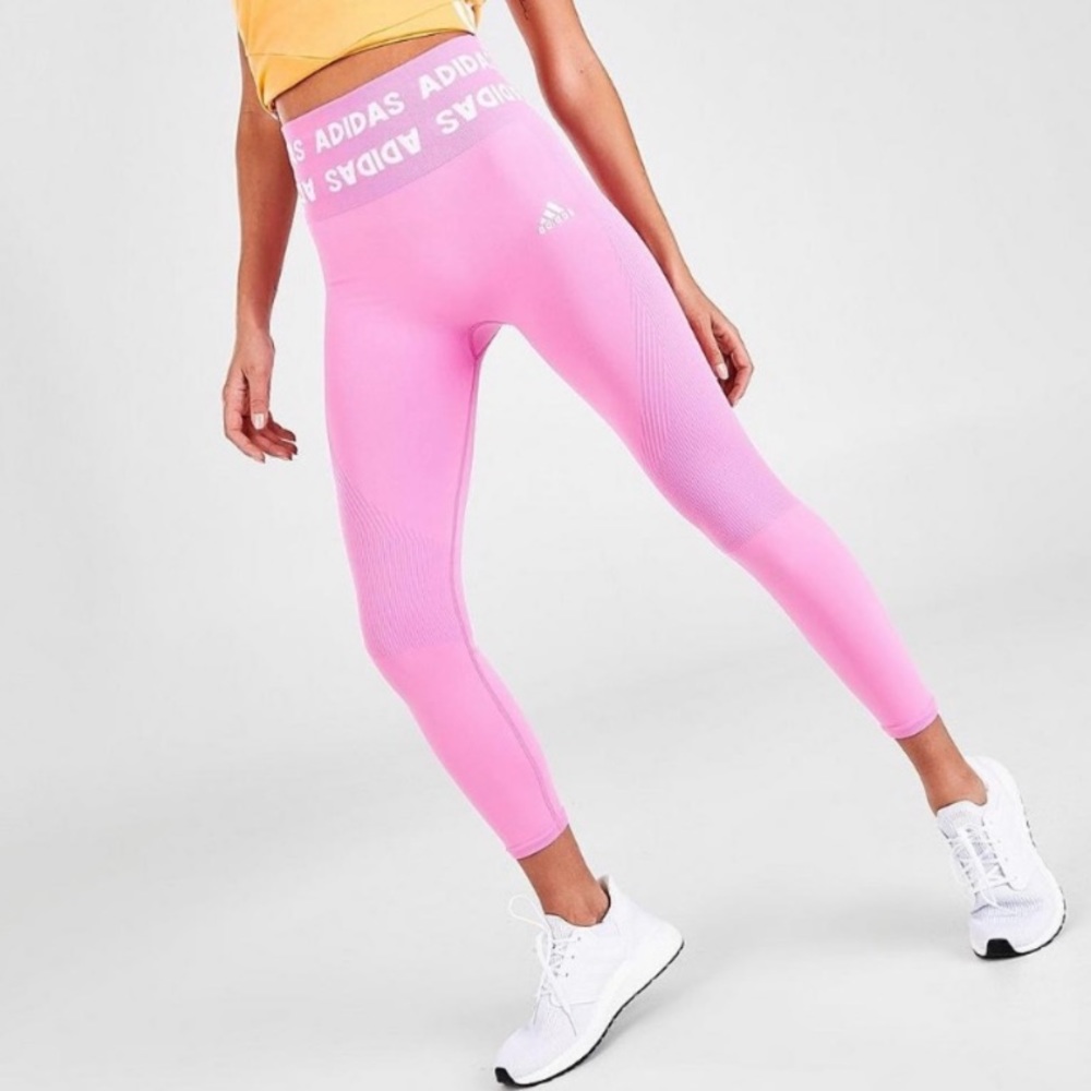 Women's pink adidas Training Aeroknit Cropped High-Rise Tights